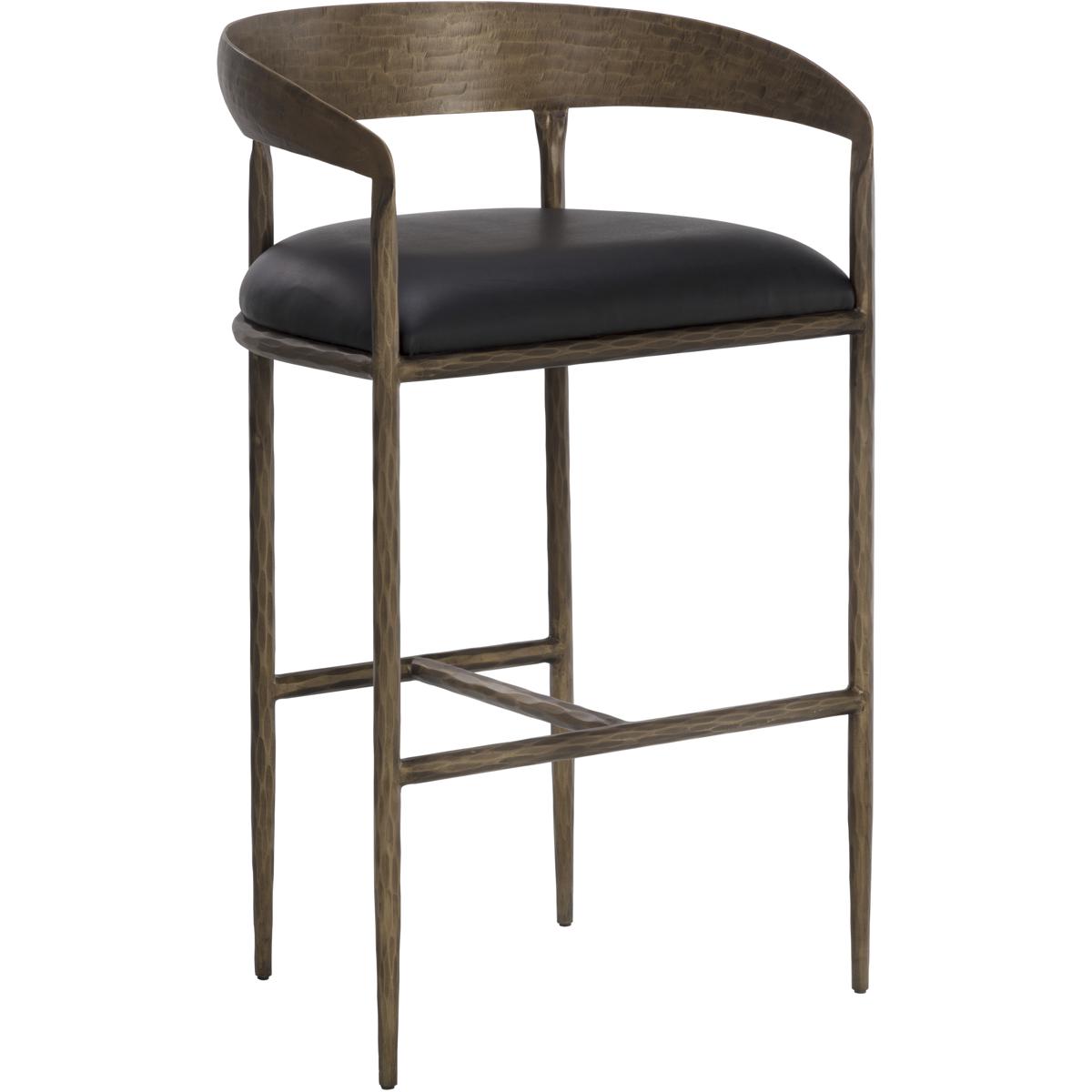 SUNPAN 111001 Zanatta 38.75 inch Charcoal Black Leather Barstool